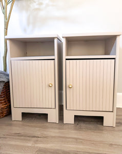 Set of 2 Night Stands with Doors in Turtledove Taupe by Melange ONE