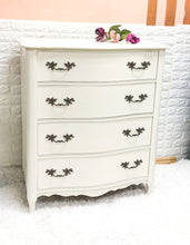 Custom Painted - 4 Drawer French Provincial Tall Boy Dresser in Raw Silk by Fusion Mineral Paint