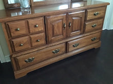 Custom Painted  Long Dresser  in Antique Villa OHE with Stained Top
