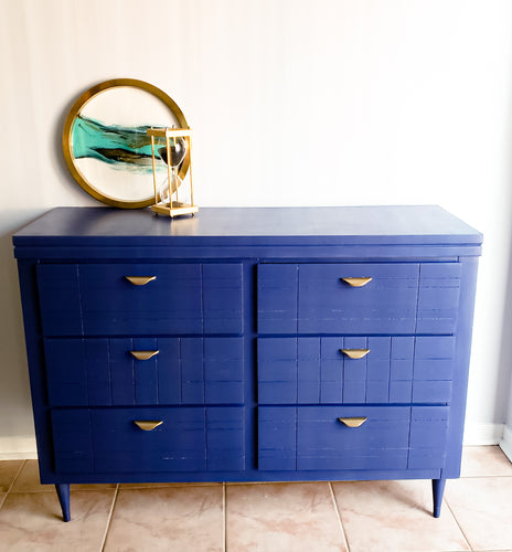 Mid Century Modern Dresser in Liberty Blue by Fusion Mineral Paint