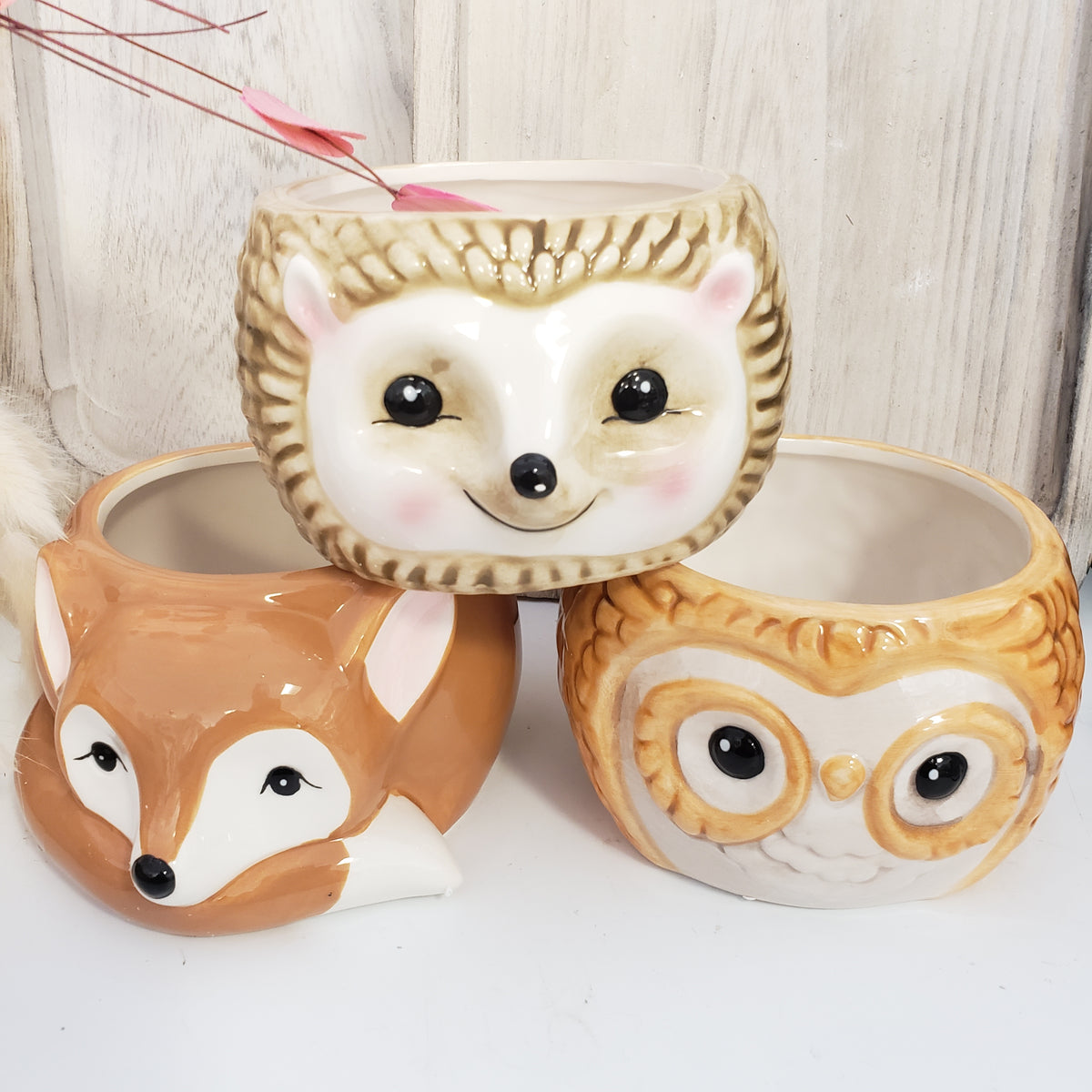 Ceramic Woodland Animal Planter Dove and Arrow