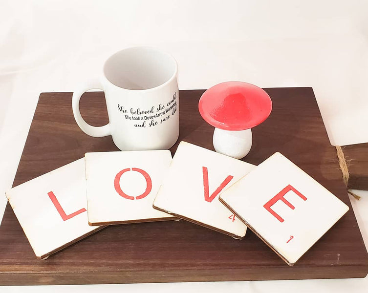 LOVE Scrabble Tile Coasters