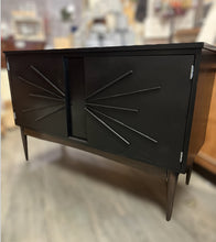 Mid Century Modern - Buffet Credenza in Jet Black with Dark Wood MCM Base