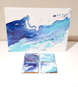 Private Party for Jennifer - Paint Pouring Fluid Art- Your Choice - Create 4 Coaster / Canvas Art/ Round Canvas/ Round Tray