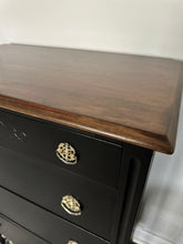 Vintage Modern Style Dresser Painted in Jet Black with Walnut Top