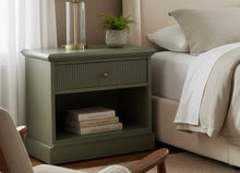 Set of 2 Olive Green Modern Nightstands with Flutted Drawers