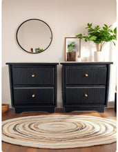 Set of 2 Modern  Night Stands with Flutted Drawers in Jet by Wise Owl OHE