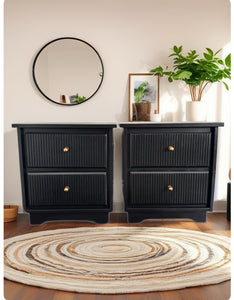 Set of 2 Modern  Night Stands with Flutted Drawers in Jet by Wise Owl OHE