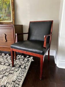 Vintage Wood and Leather Accent Chair - Mid Century Modern