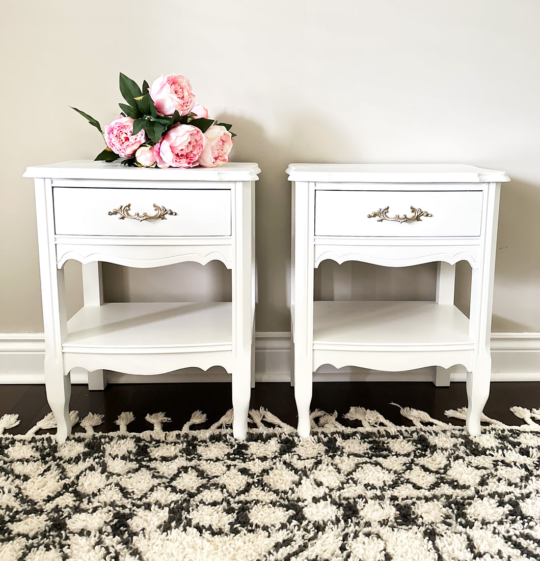 Set of 2 French Provincial Nightstands painted in Antique Villa OHE
