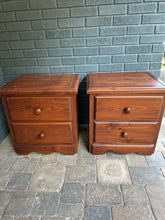 Set of 2 Nightstands - Solid Wood Two Tone in Jet Black by Wise Owl Paint and Walnut Top