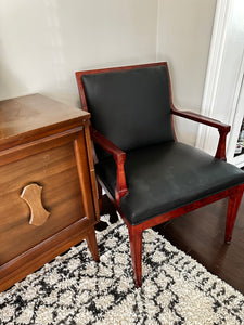 Vintage Wood and Leather Accent Chair - Mid Century Modern