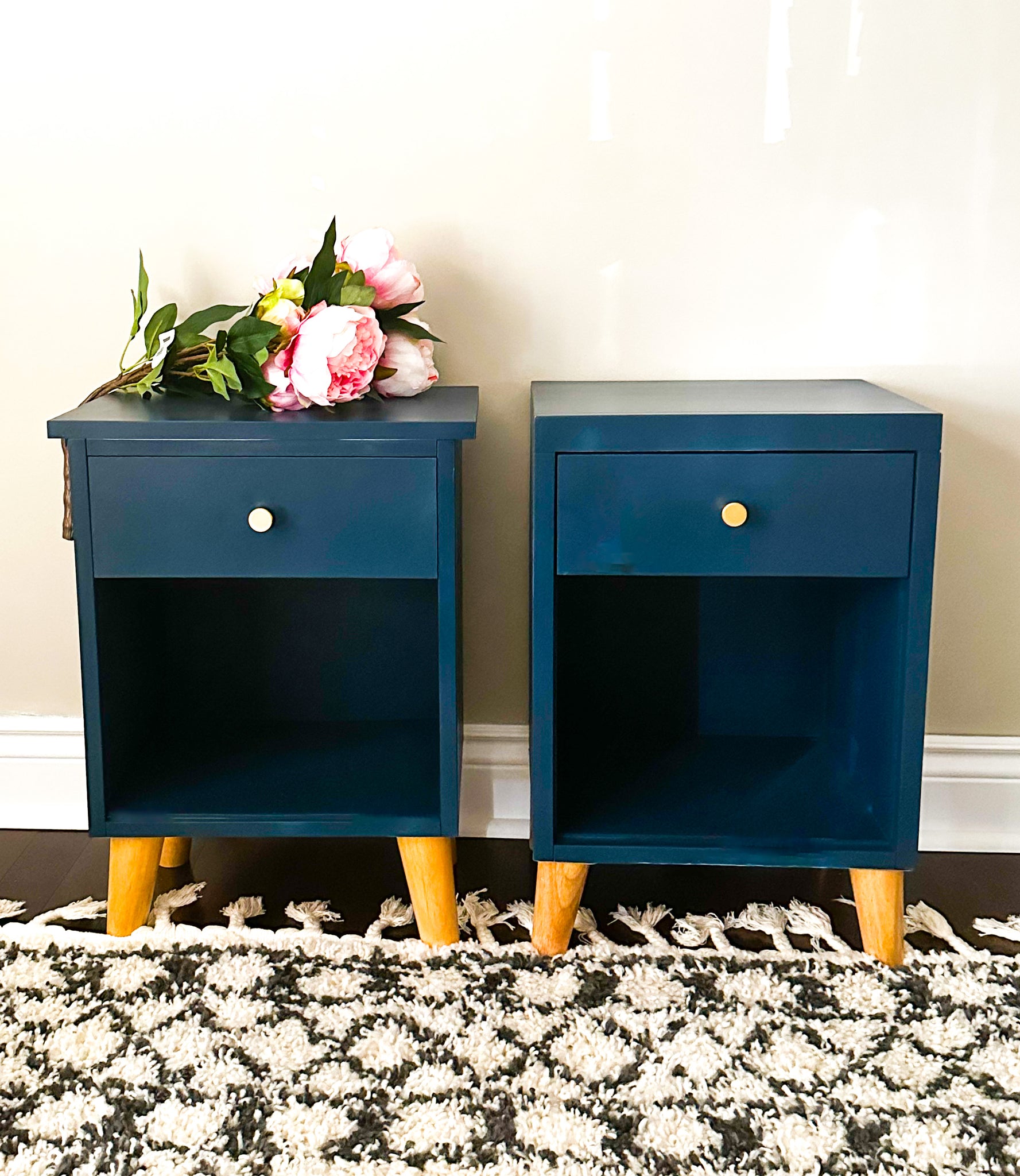 Mid Century Modern Style MCM Night Stands Set of 2 Painted in