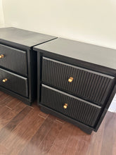 Set of 2 Modern  Night Stands with Flutted Drawers in Jet by Wise Owl OHE