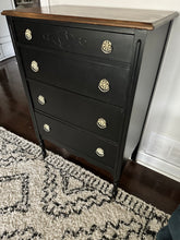 Vintage Modern Style Dresser Painted in Jet Black with Walnut Top