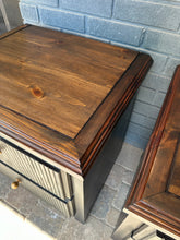 Set of 2 Nightstands - Solid Wood Two Tone in Jet Black by Wise Owl Paint and Walnut Top