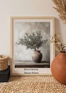 Vintage Olive Tree in Rustic Terracotta Vessel Painting PRINTABLE ART Botanical Print v2