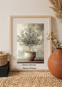Vintage Olive Tree in Rustic Terracotta Vessel Painting PRINTABLE ART Botanical Print