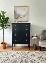Vintage Modern Style Dresser Painted in Jet Black with Walnut Top