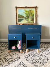 Mid Century Modern Style MCM Night Stands Set of 2 Painted in WillowBank blue by Fusion Mineral Paint