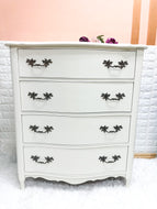 Custom Painted - 4 Drawer French Provincial Tall Boy Dresser in Raw Silk by Fusion Mineral Paint