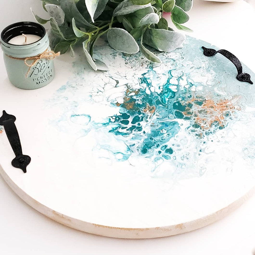 Private Party for Jennifer - Paint Pouring Fluid Art- Your Choice - Create 4 Coaster / Canvas Art/ Round Canvas/ Round Tray