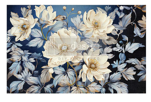 Cerulean Blooms I - Redesign with Prima Decor Decoupage Tissue Paper