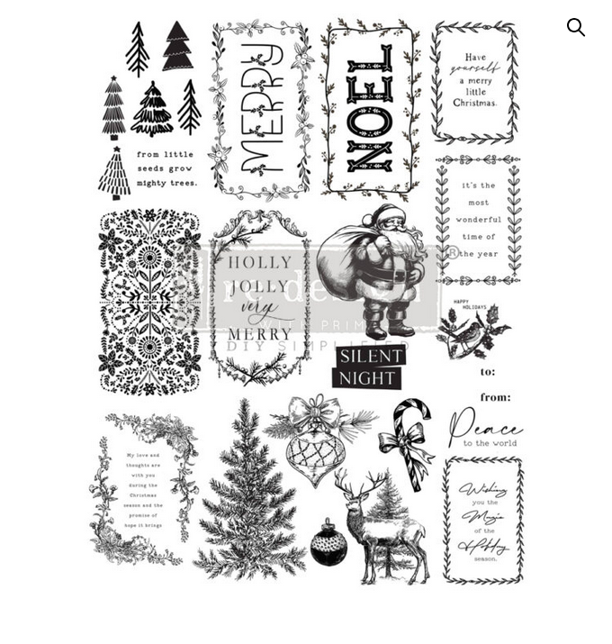 Merry & Bright Tags Christmas DIY - Redesign with Prima Decor Decor Stamp Clear Cling Stamp Furniture Stamp DIY
