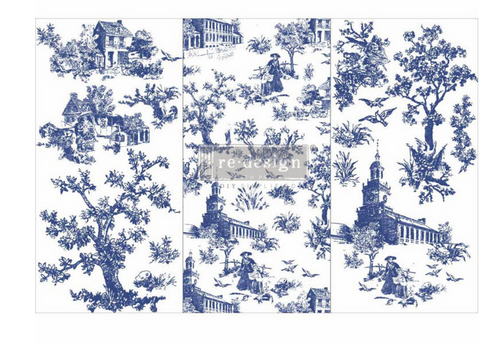 Toile Blue - Redesign with Prima Decor Small Transfer