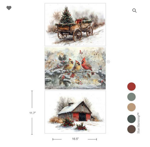 Christmas in the Countryside A3- 3 Sheets -  Redesign with Prima Decor Decoupage Tissue Paper Q3 2025 Christamas