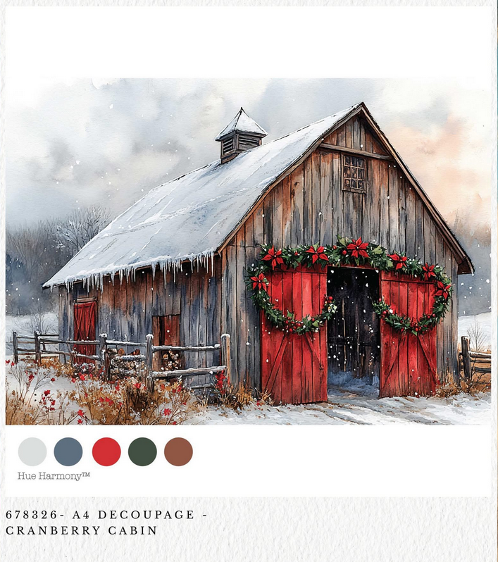 Cranberry Cabin Christmas Decoupage Paper – A4 Redesign by Prima  Decoupage Paper Q4 2025