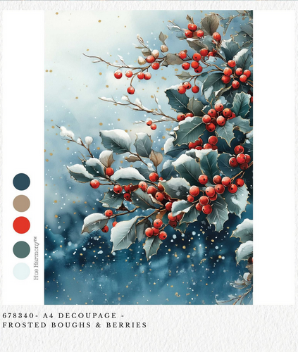 Frosted Boughs & Berries Christmas Decoupage Paper – A4 Redesign by Prima  Decoupage Paper Q4 2025