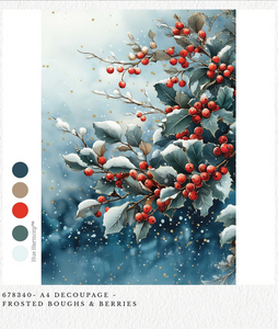 Frosted Boughs & Berries Christmas Decoupage Paper – A4 Redesign by Prima  Decoupage Paper Q4 2025