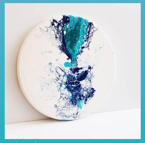 Private Party for Jennifer - Paint Pouring Fluid Art- Your Choice - Create 4 Coaster / Canvas Art/ Round Canvas/ Round Tray