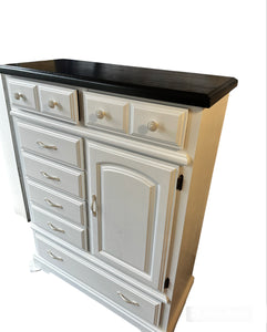 Custom Painted  Tall Dresser  in Antique Villa OHE with Stained Top