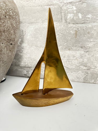 Vintage Brass Sail Boat Figurine