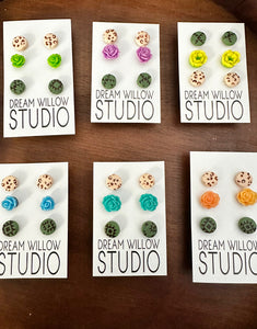 Flower Stud Packs - Set of 3 Studs with Flowers