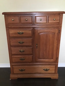 Custom Painted  Tall Dresser  in Antique Villa OHE with Stained Top