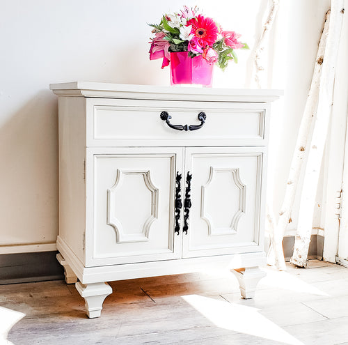 Side Table / Night Stand in Raw Silk