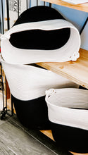 Cream and Black Two Tone Nesting Baskets with Handles