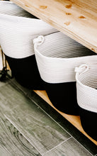 Cream and Dark Navy Two Tone Nesting Baskets with Handles