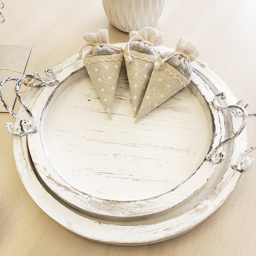 Set of 2 Farmhouse Round Serving Trays