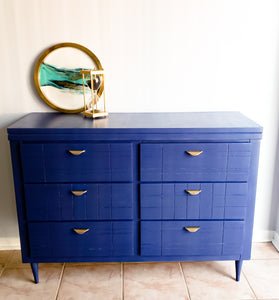 Mid Century Modern Dresser in Liberty Blue by Fusion Mineral Paint