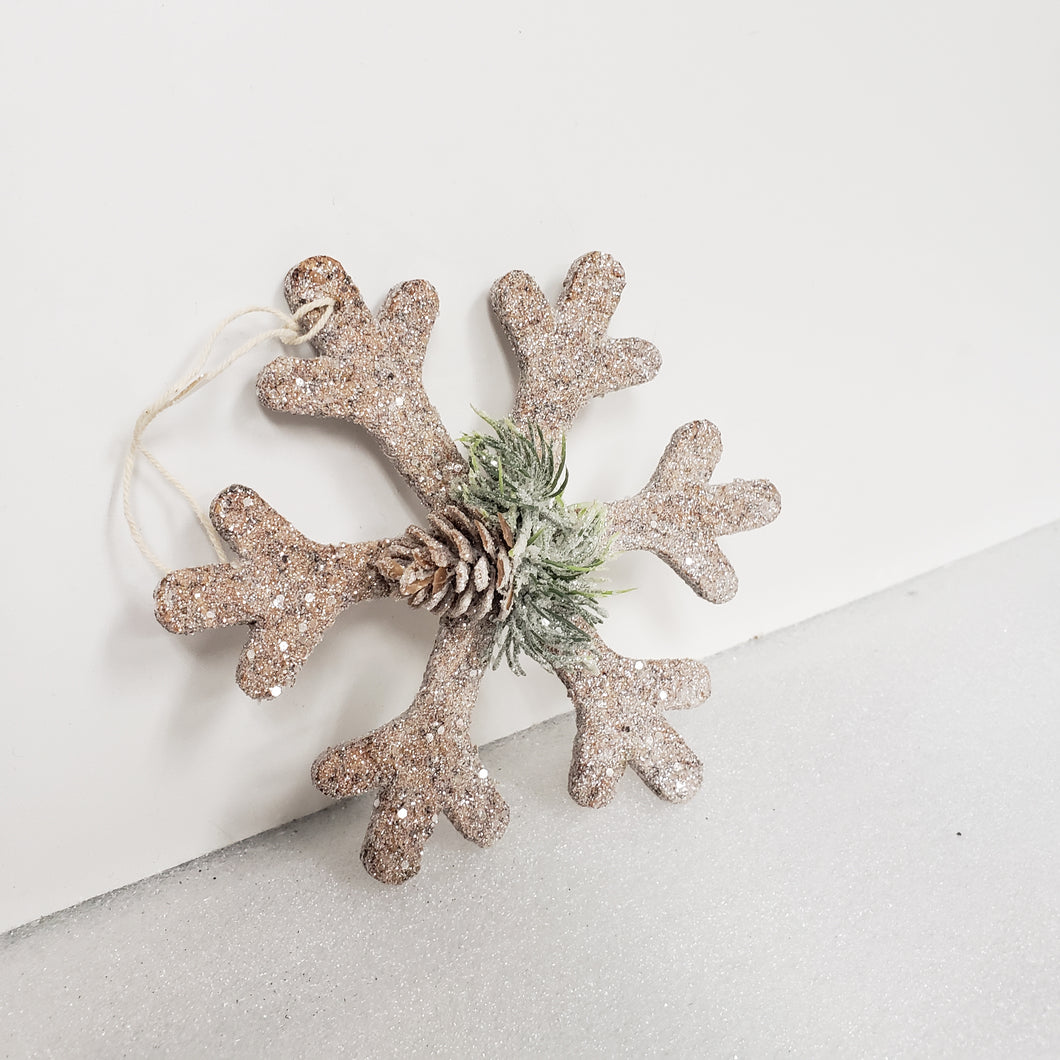 Snowflake Christmas Ornament With Pinecone
