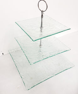 Three Tier Glass and Metal Tray