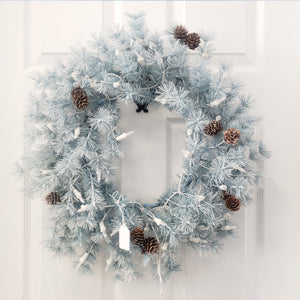 Blue & White Plug in Light up Wreath