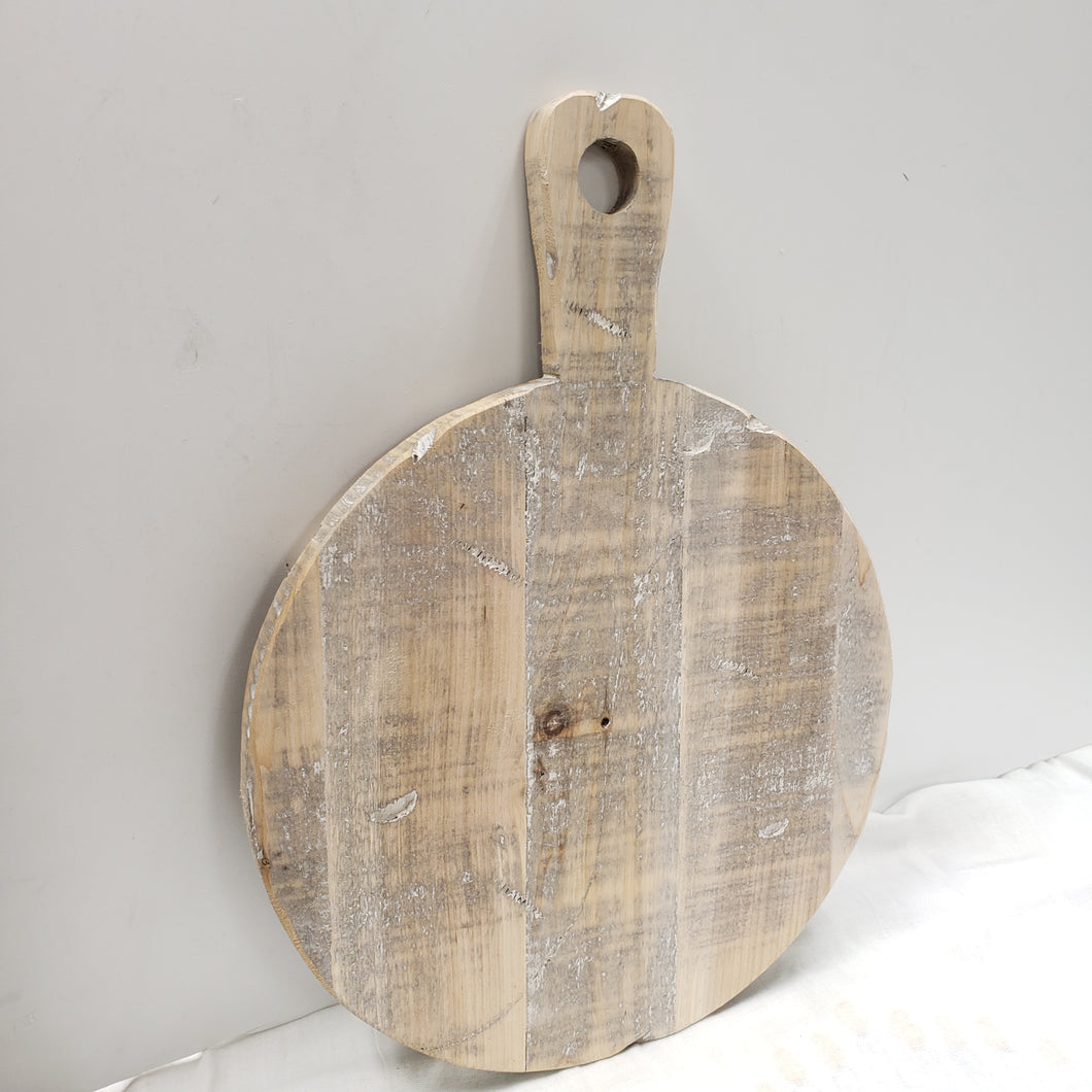 Round Wood Cutting Board - White Washed