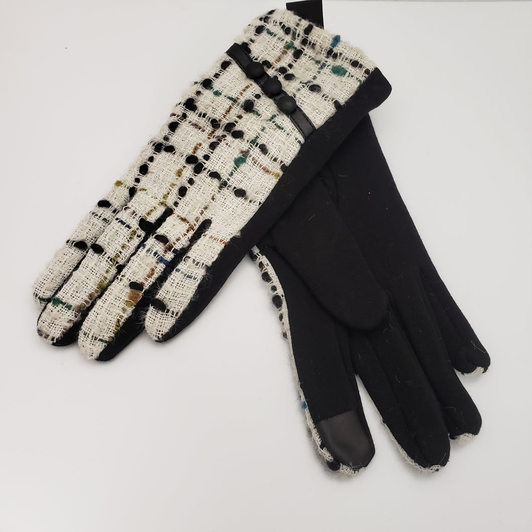 Winter Tweed Texting Gloves - White