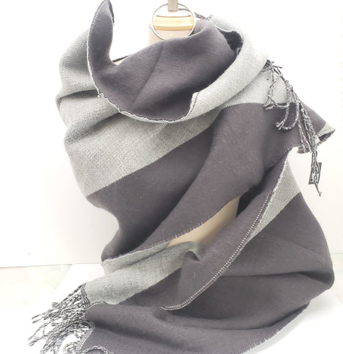 Blanket Scarf - Grey and Black