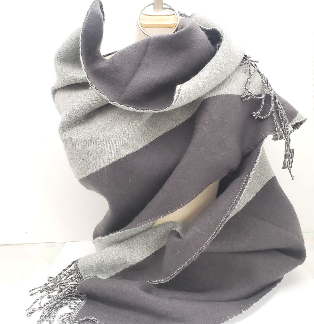 Blanket Scarf - Grey and Black